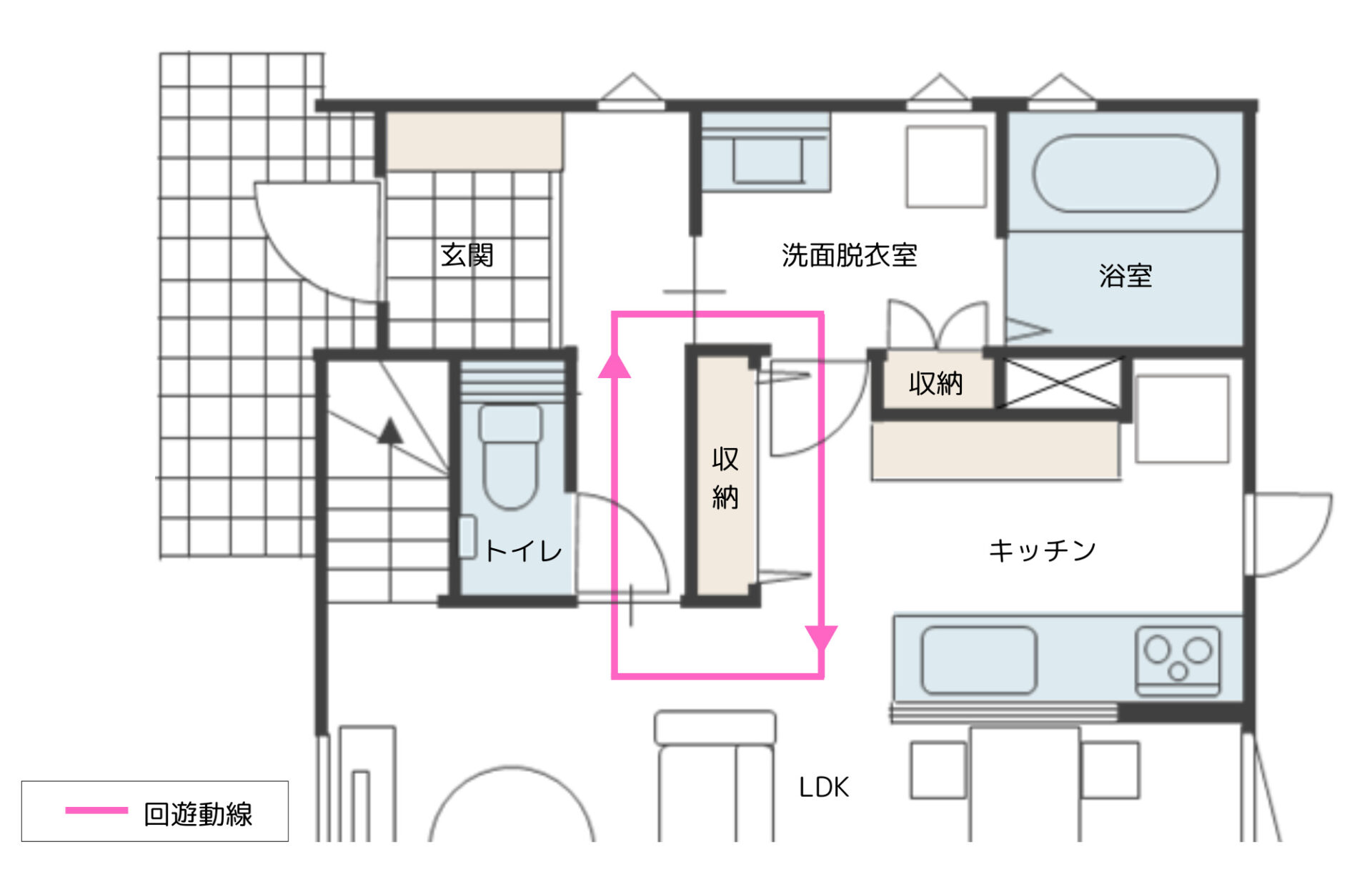 西条町田口　完成見学会　図面　回遊動線